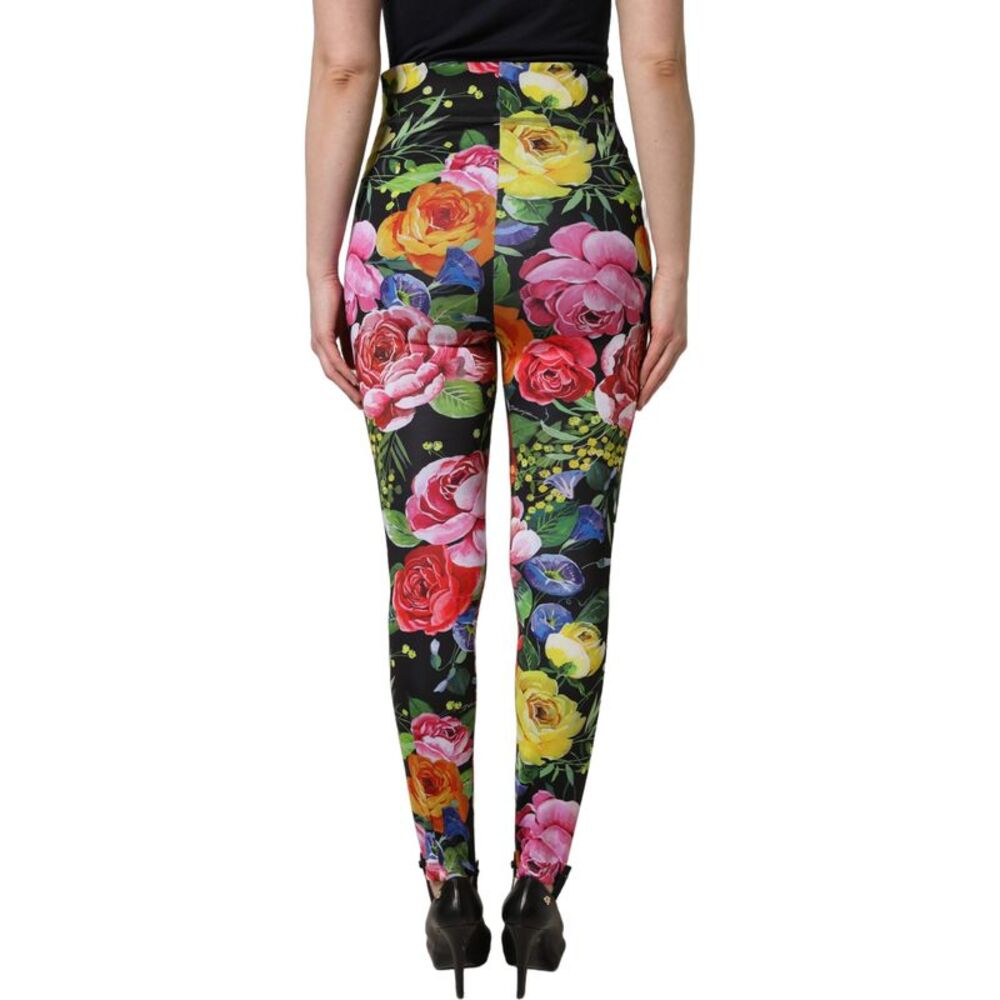 Dolce & Gabbana Multicolor Floral Stretch Jersey Leggings Women's Pants - Picture 3 of 5